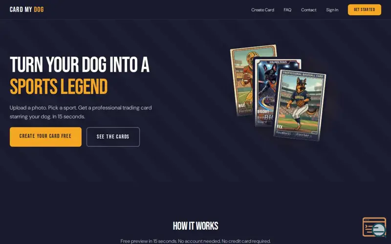 Screenshot of Card My Dog