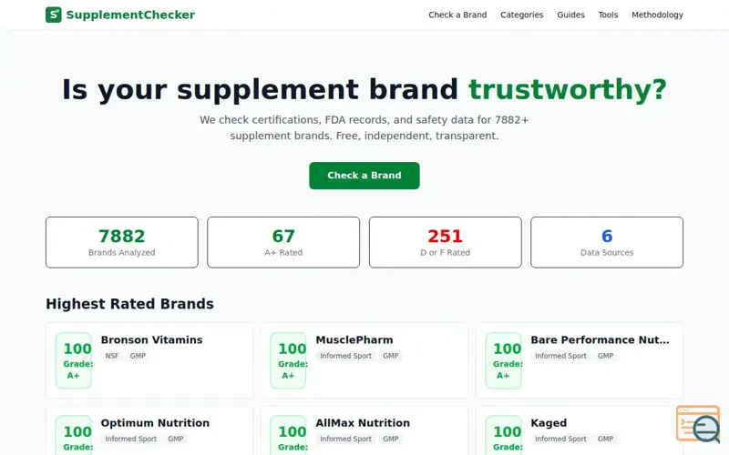 Screenshot of SupplementChecker