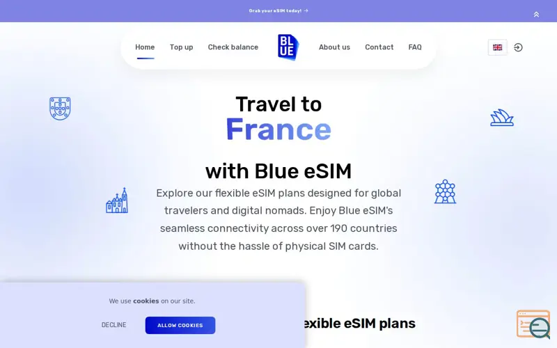 Screenshot of Blue eSIM