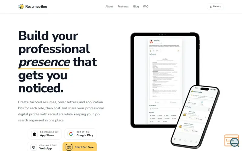 Screenshot of ResumeeBee