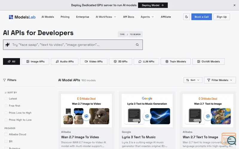 Screenshot of ModelsLab