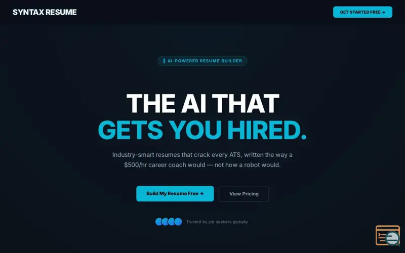 Screenshot of Syntax Resume AI Powerd Resume Builder 