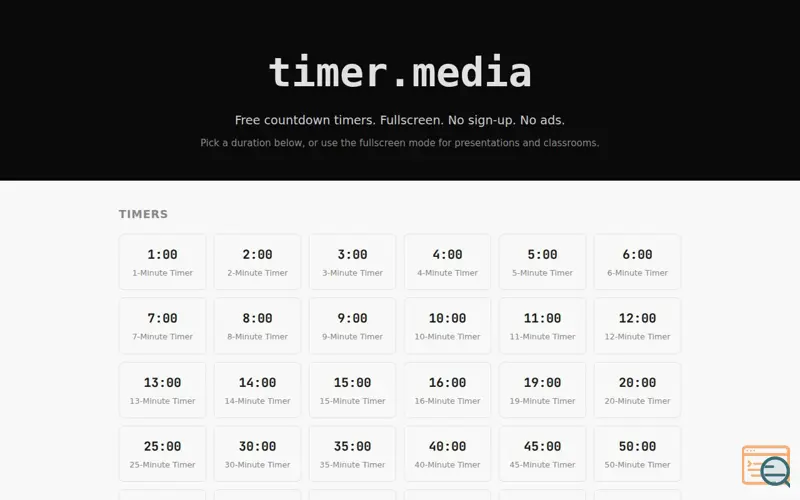 Screenshot of timer.media