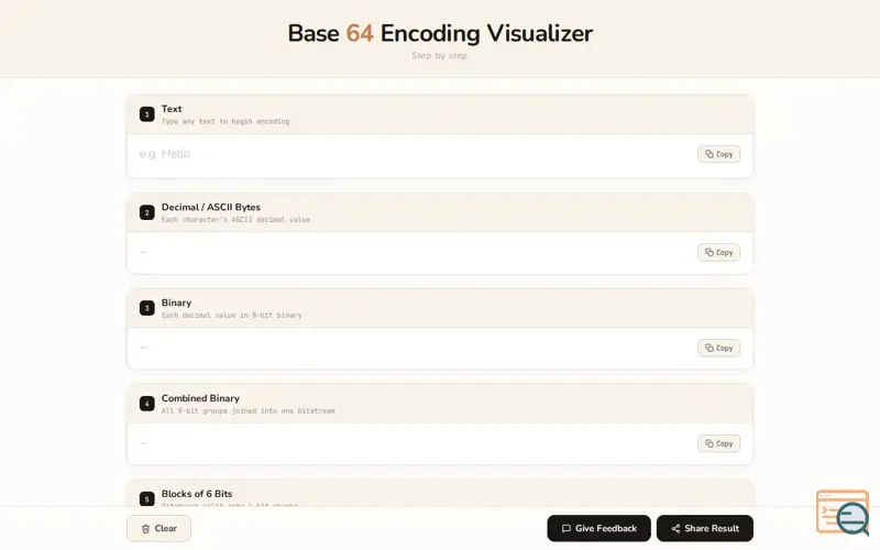 Screenshot of Base64 Encoding Visualizer