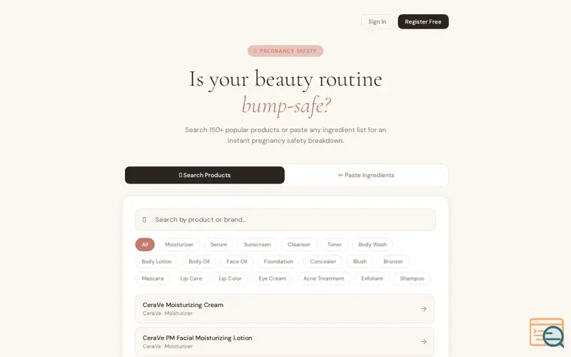 Screenshot of BumpSafe