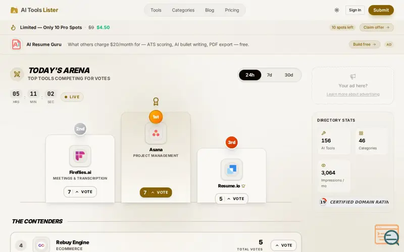 Screenshot of AI Tools Lister