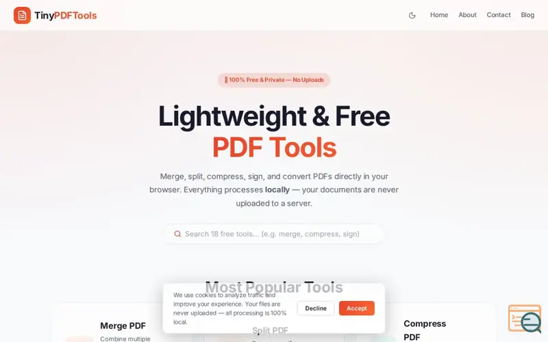 Screenshot of Tiny PDF Tools