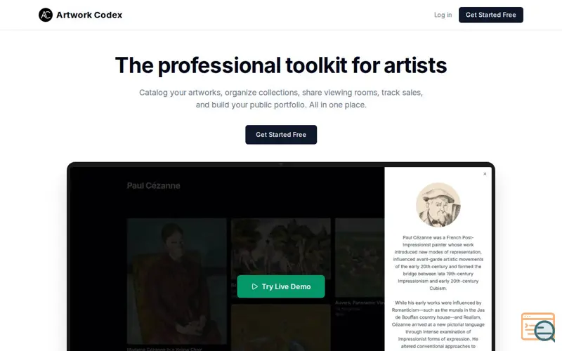 Screenshot of Artwork Codex