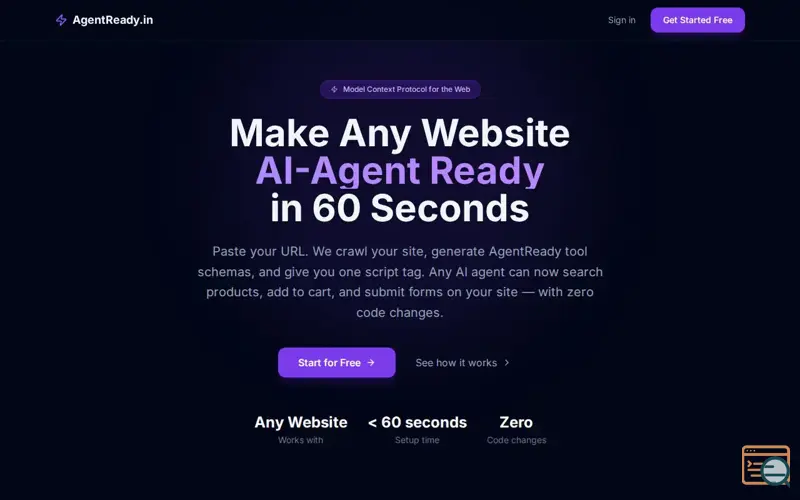 Screenshot of AgentReady — The AI-Web Bridge
