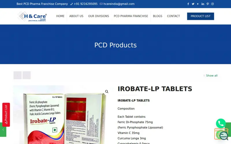 Screenshot of H & Care Incorp