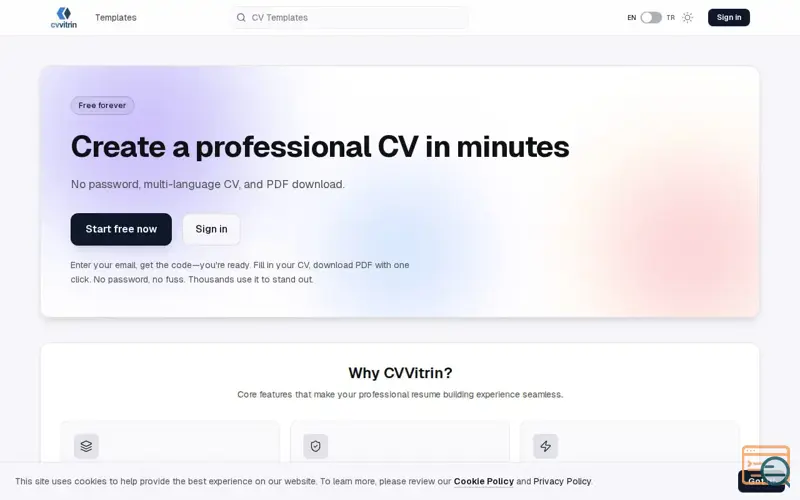 Screenshot of CVvitrin