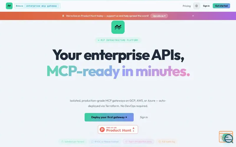 Screenshot of Enterprise APIs, MCP-ready fast