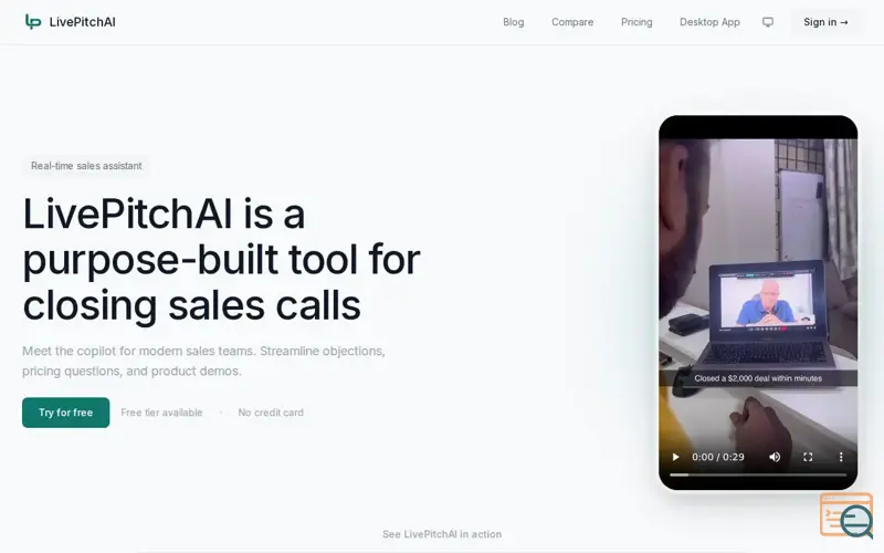 Screenshot of LivePitch AI