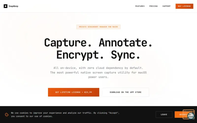 Screenshot of SnapKeep