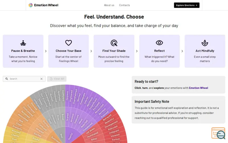 Screenshot of Emotion Wheel