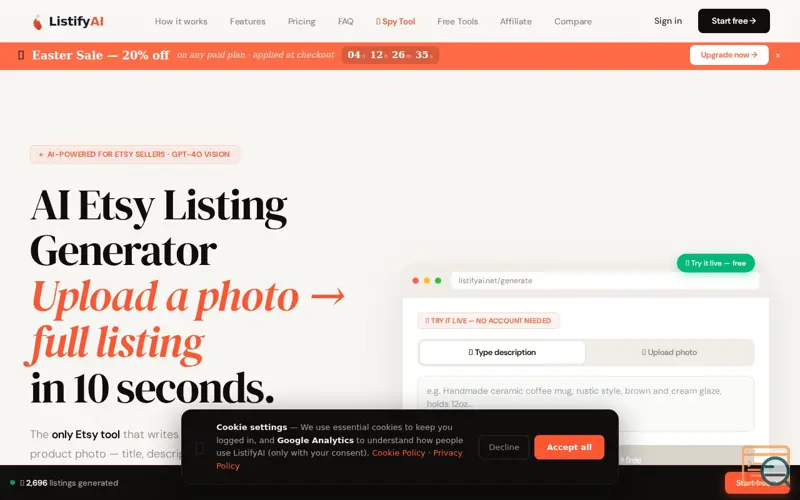 Screenshot of ListifyAI