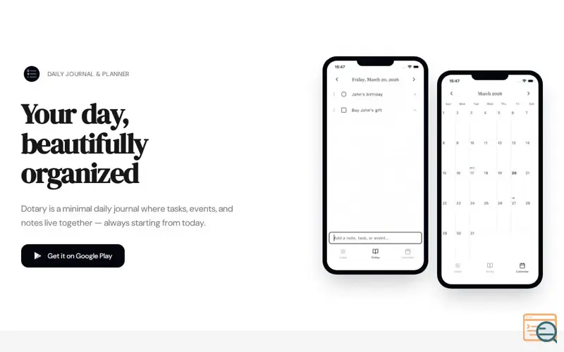 Screenshot of Dotary — Daily Journal & Planner App