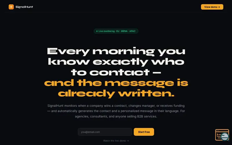 Screenshot of SignalHunt