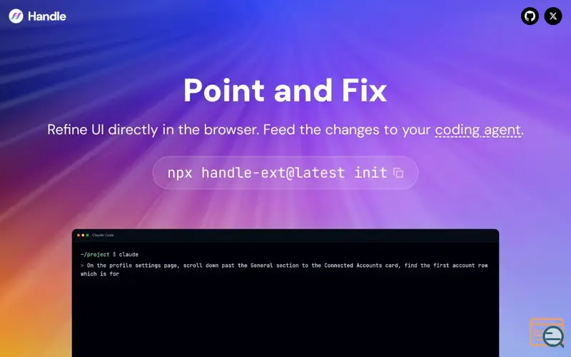 Screenshot of Handle Extension