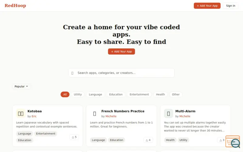 Screenshot of RedHoop
