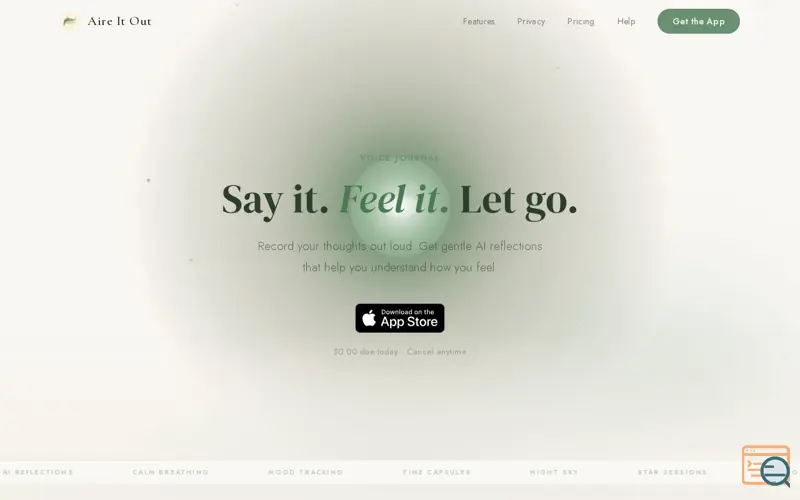 Screenshot of Aire It Out: Voice Journal