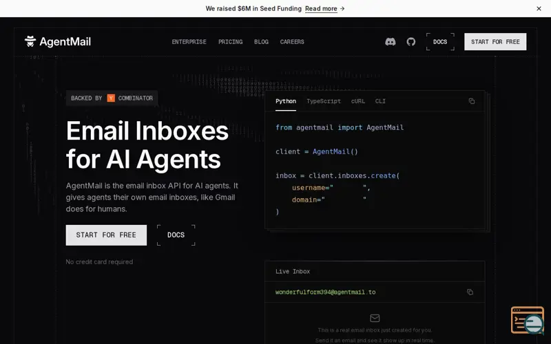 Screenshot of AgentMail
