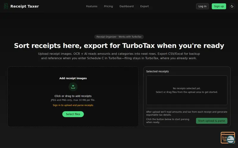 Screenshot of Receipt Taxer