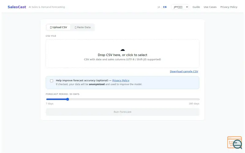 Screenshot of SalesCast