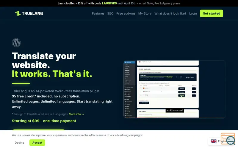 Screenshot of TrueLang