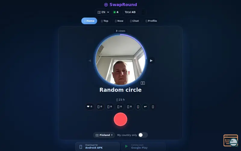 Screenshot of SwapRound Anonymous VideoCircle Exchange