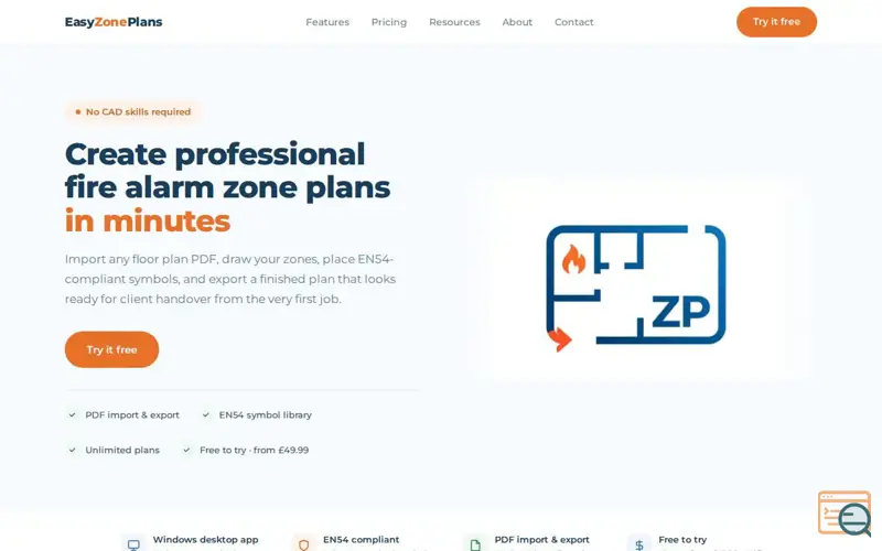 Screenshot of Easy Zone Plans