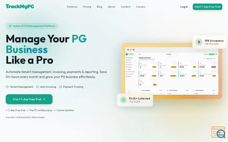 Screenshot of TrackMyPG
