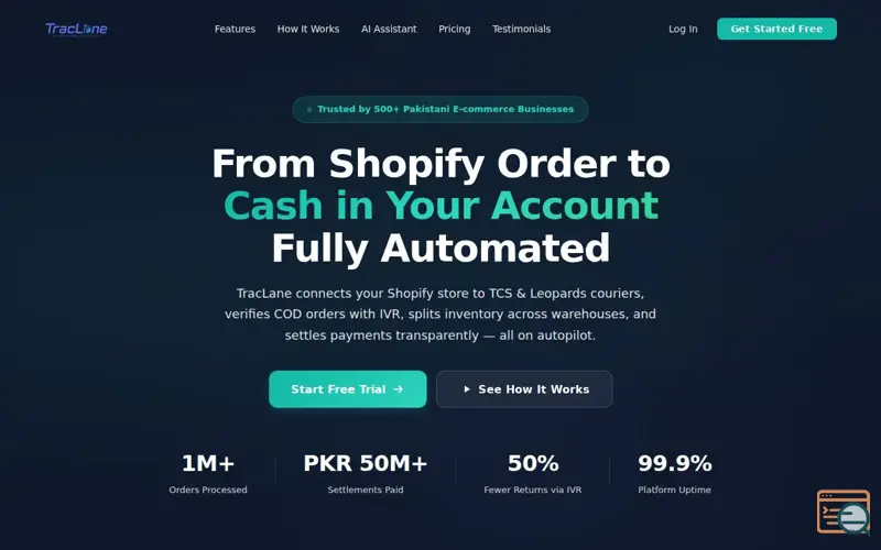 Screenshot of TracLane