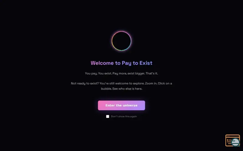 Screenshot of Pay to Exist