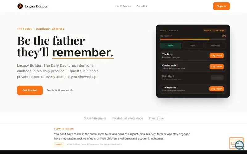 Screenshot of Legacy Builder: The Daily Dad
