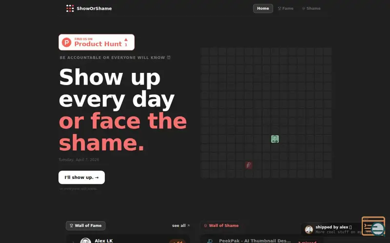 Screenshot of ShowOrShame