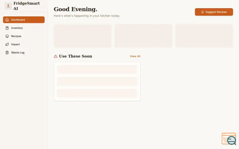 Screenshot of FridgeSmart AI