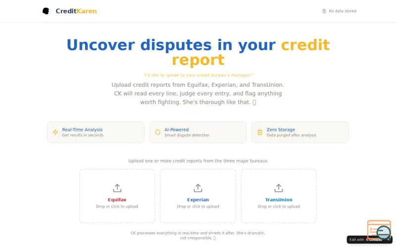 Screenshot of CreditKaren AI