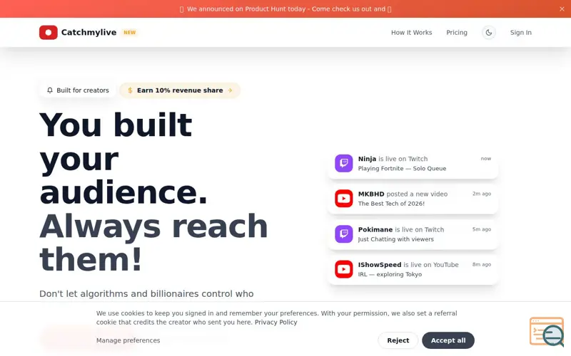 Screenshot of Catchmylive