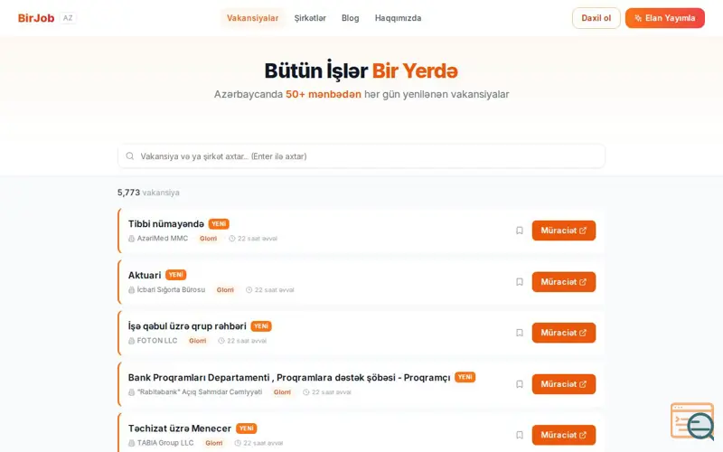Screenshot of BirJob