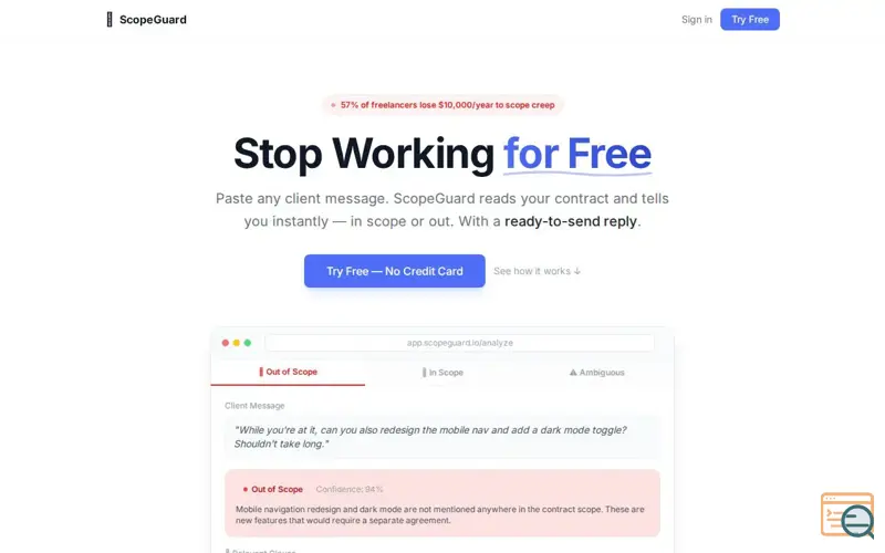 Screenshot of ScopeGuard