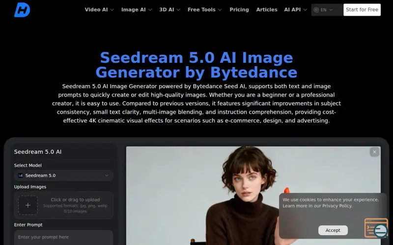 Screenshot of Heydream AI Seedream 5.0