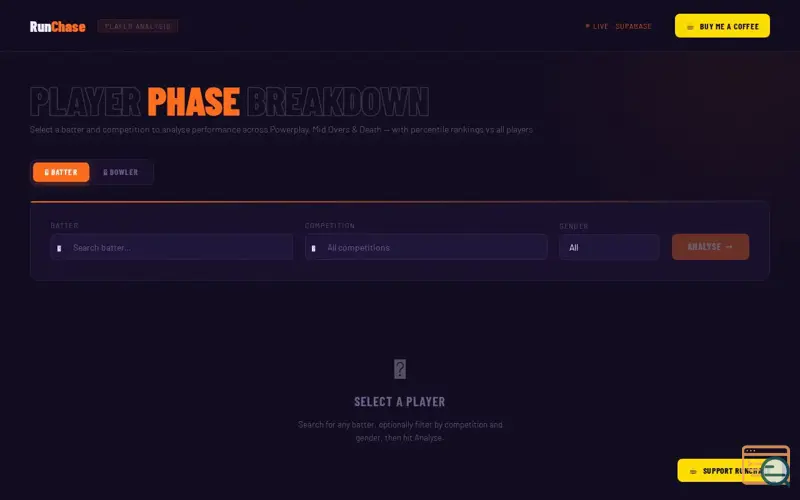Screenshot of RunChase — Player Analysis