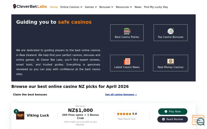 Screenshot of Clever Bet Labs