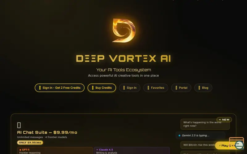 Screenshot of Deep Vortex AI