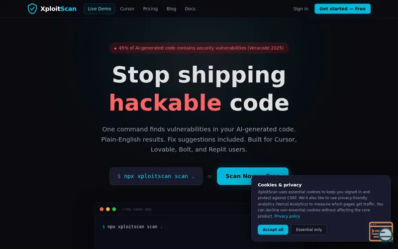 Screenshot of XploitScan