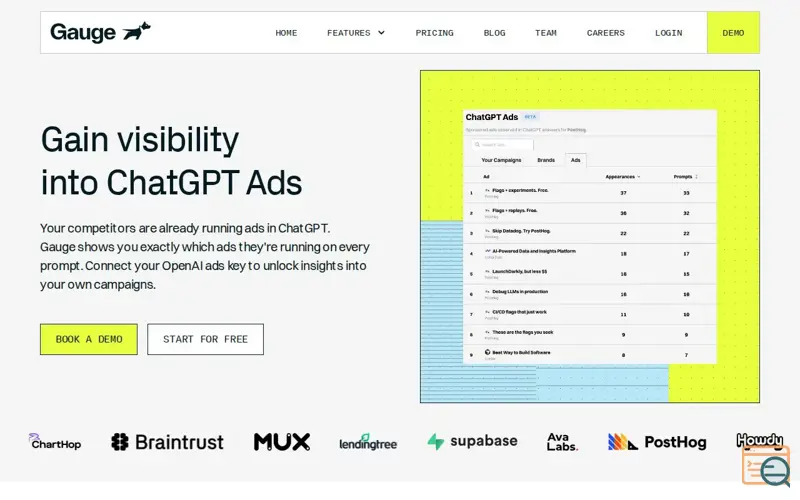 Screenshot of ChatGPT Ads by Gauge