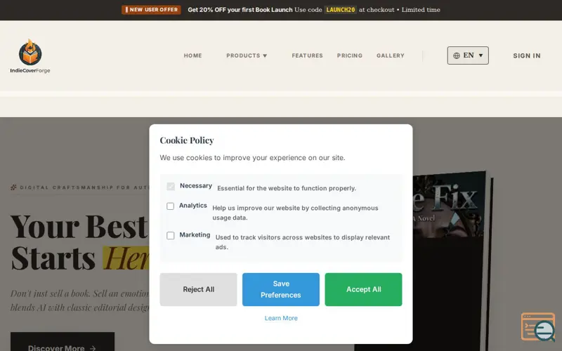 Screenshot of IndieCoverForge