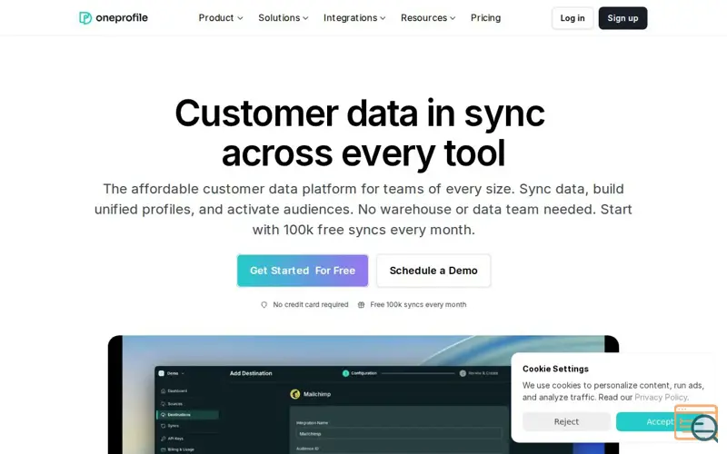 Screenshot of Oneprofile CDP