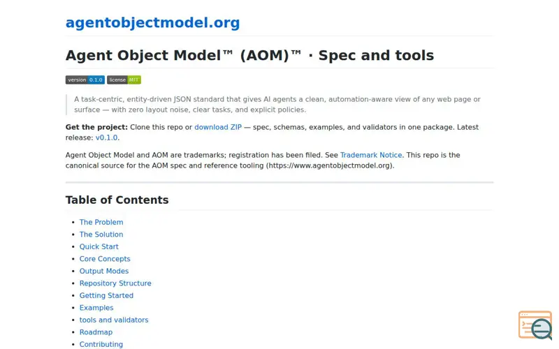 Screenshot of Agent Object Model - The Spec 